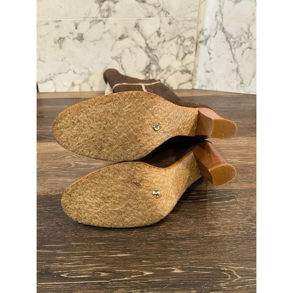 MICHAEL KORS Chocolate Brown Leather & Shearling Fold-Over Knee High Boots - 8.5 - Picture 6 of 10